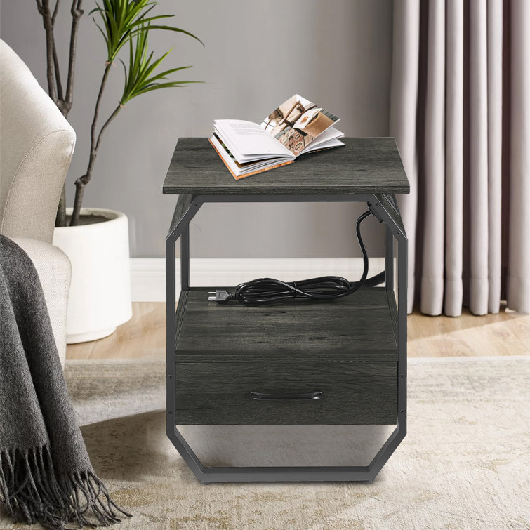 17 Stories Adarissa Sled End Table with Storage and BuiltIn Outlets